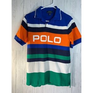 Polo Ralph Lauren Kids Striped Graphic Polo Shirt Multi Color L 14-16